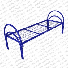 Кровать металлическая одноярусная усиленная сетка сварная (2 перемычки + двойная ножка) с круглыми спинками 'КС-3У'